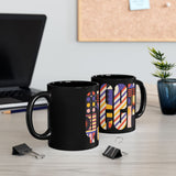 Queen Colorful Abstract Design Black Mug | Perfect for Coffee Lovers & Art Enthusiasts