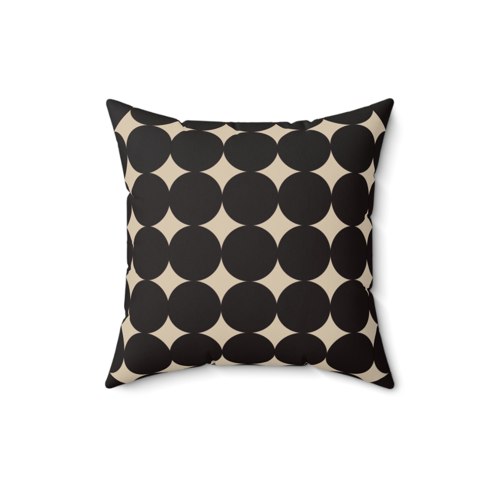 Modern Abstract Black and Cream Dotted Decorative Pillow