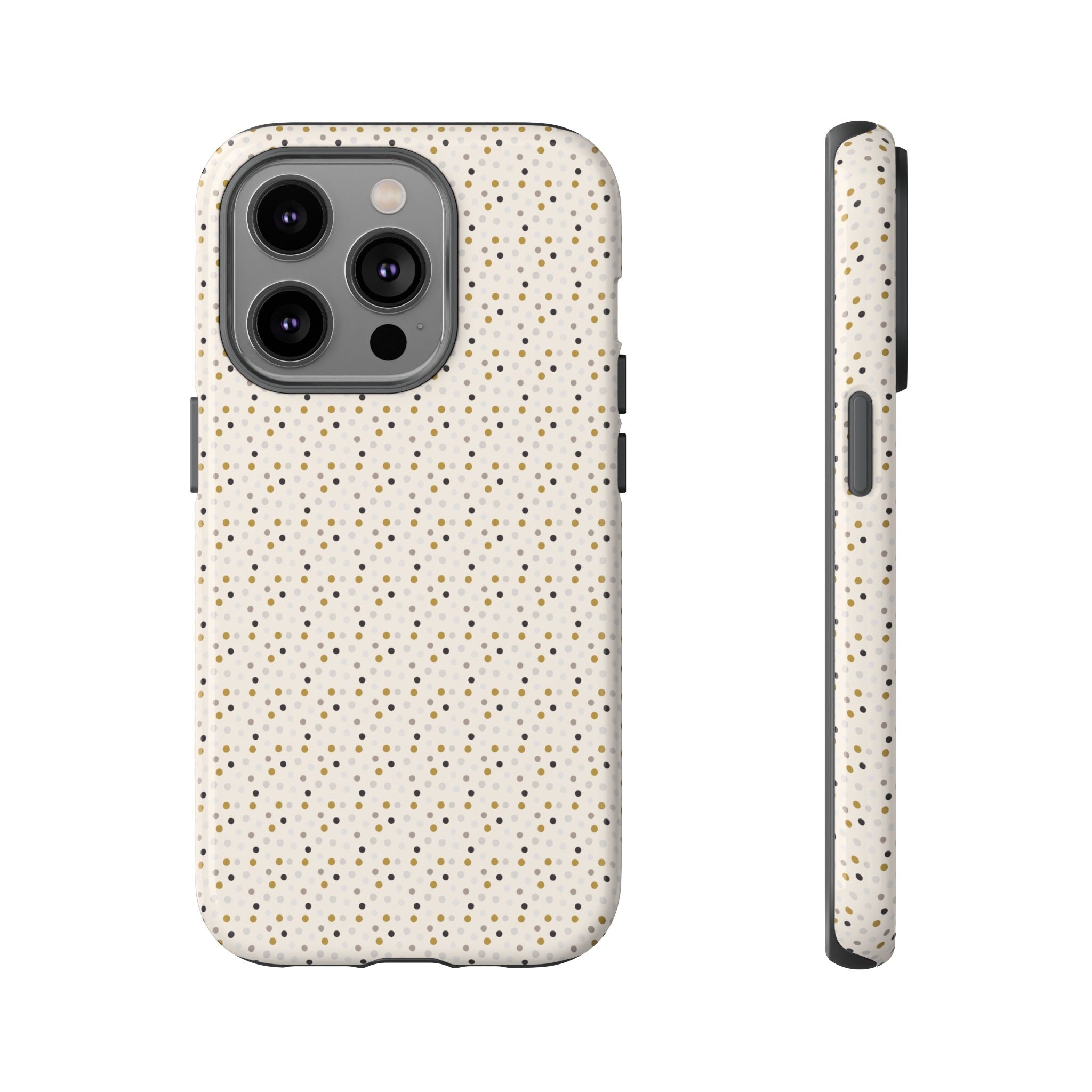 Pretty Gold and Grey Dots Phone Case - Tough & Trendy