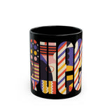 Queen Colorful Abstract Design Black Mug | Perfect for Coffee Lovers & Art Enthusiasts