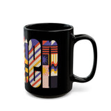 Queen Colorful Abstract Design Black Mug | Perfect for Coffee Lovers & Art Enthusiasts