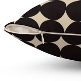 Modern Abstract Black and Cream Dotted Decorative Pillow