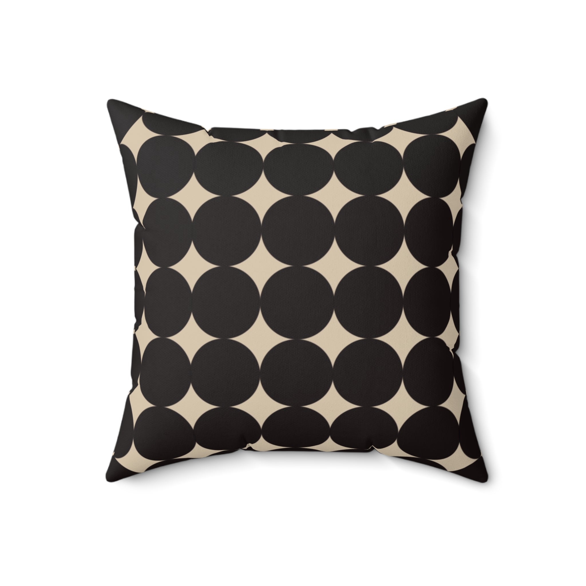 Modern Abstract Black and Cream Dotted Decorative Pillow