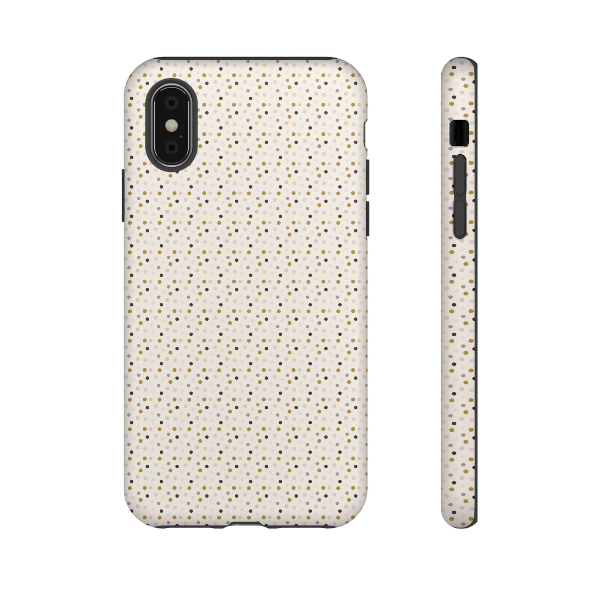 Pretty Gold and Grey Dots Phone Case - Tough & Trendy