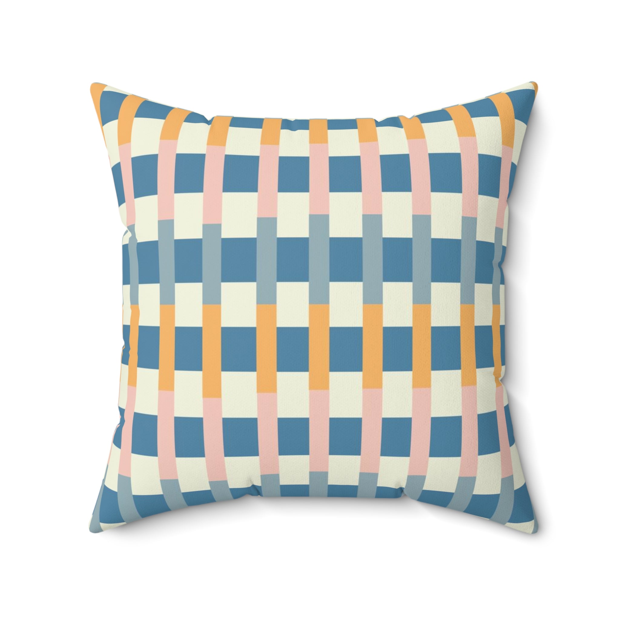 Ocean Blue Candy Stripe Pillow - Spun Polyester Square Cushion