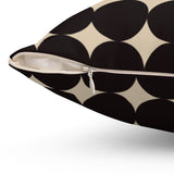 Modern Abstract Black and Cream Dotted Decorative Pillow