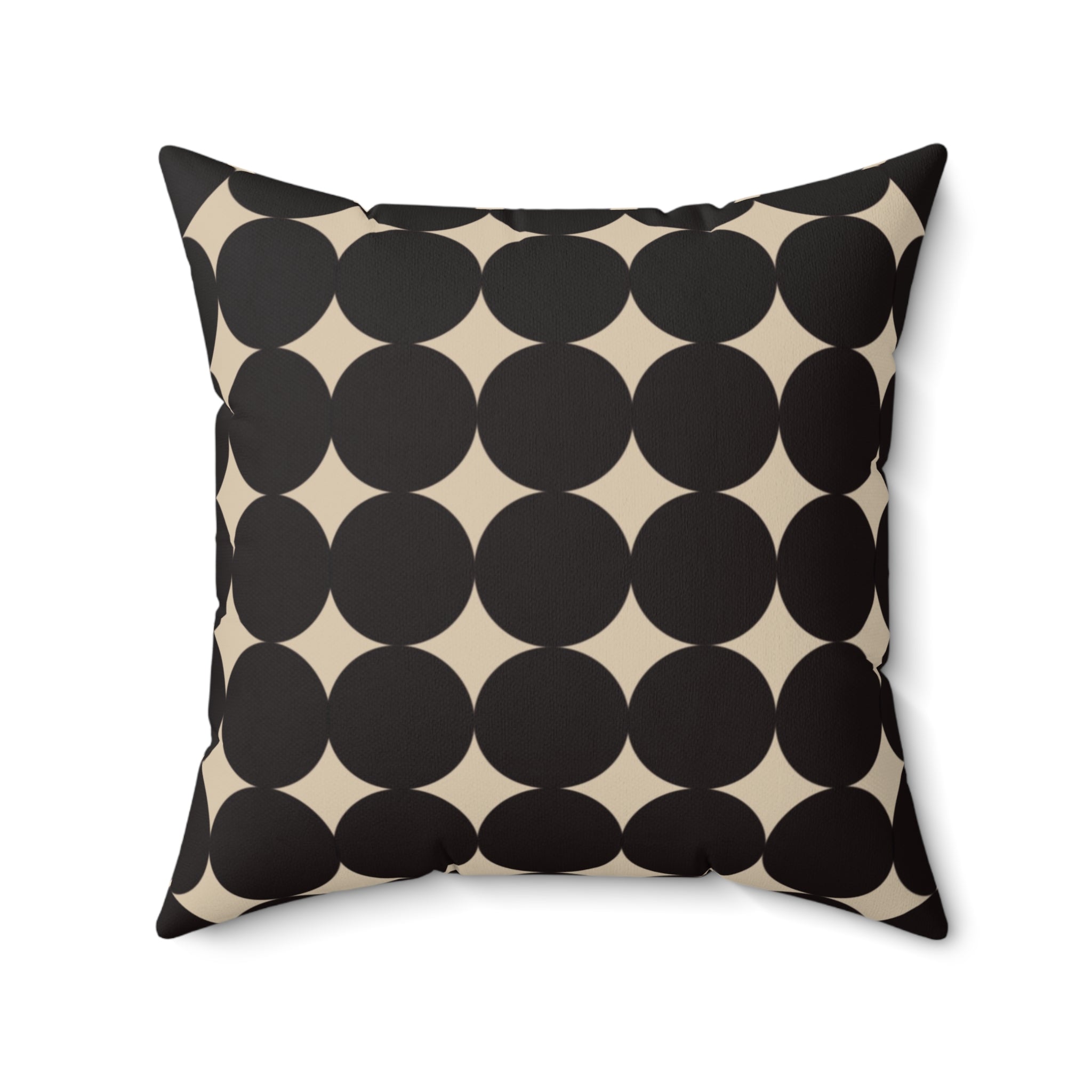 Modern Abstract Black and Cream Dotted Decorative Pillow