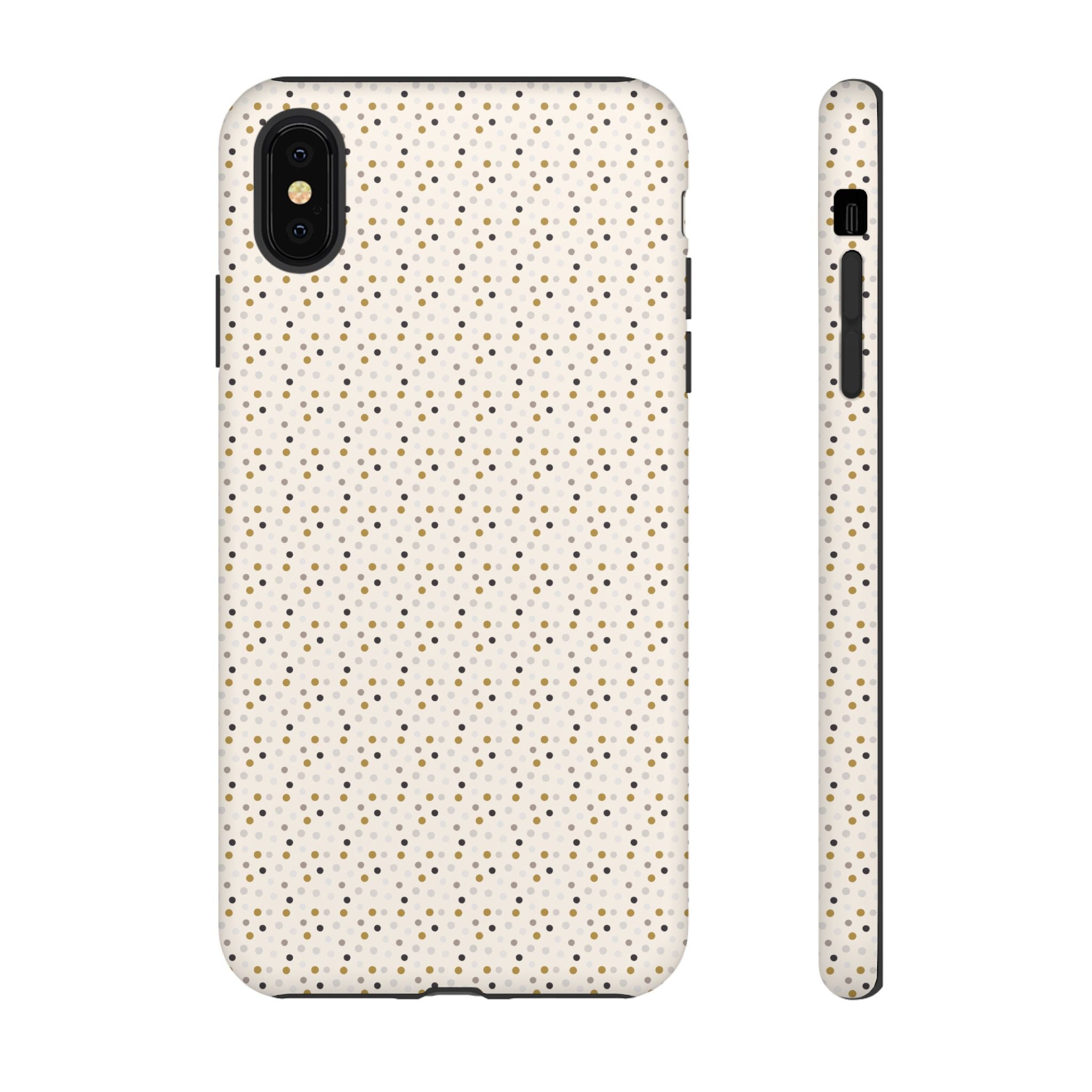 Pretty Gold and Grey Dots Phone Case - Tough & Trendy