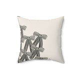 Black Ribbon Floral Decorative Pillow