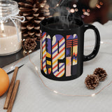 Queen Colorful Abstract Design Black Mug | Perfect for Coffee Lovers & Art Enthusiasts