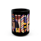 Queen Colorful Abstract Design Black Mug | Perfect for Coffee Lovers & Art Enthusiasts