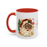 Black Santa Claus Christmas Red Accent Coffee Mug (11, 15oz)