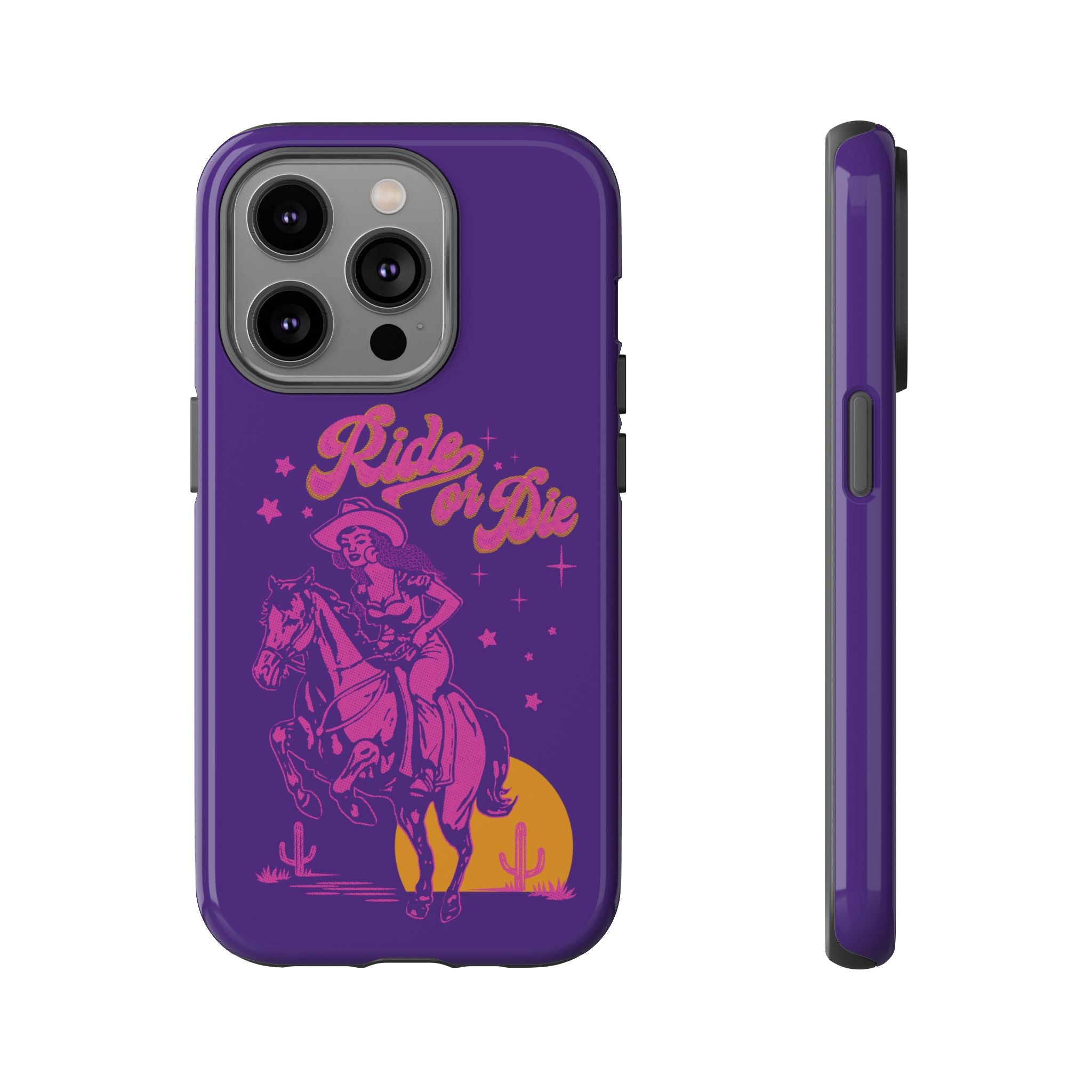 Ride or Die Cowgirl Pattern Phone Case - Tough & Trendy