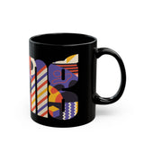 King Colorful Abstract Design Black Mug | Perfect for Coffee Lovers & Art Enthusiasts