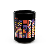 King Colorful Abstract Design Black Mug | Perfect for Coffee Lovers & Art Enthusiasts