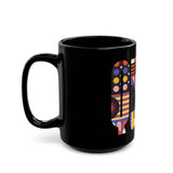 Queen Colorful Abstract Design Black Mug | Perfect for Coffee Lovers & Art Enthusiasts