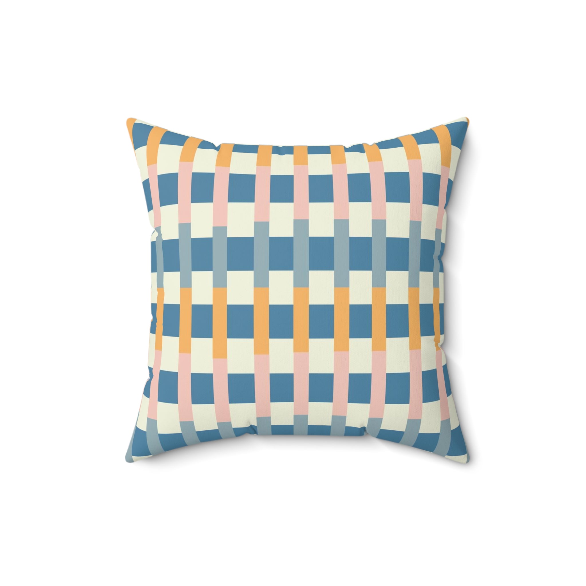 Ocean Blue Candy Stripe Pillow - Spun Polyester Square Cushion