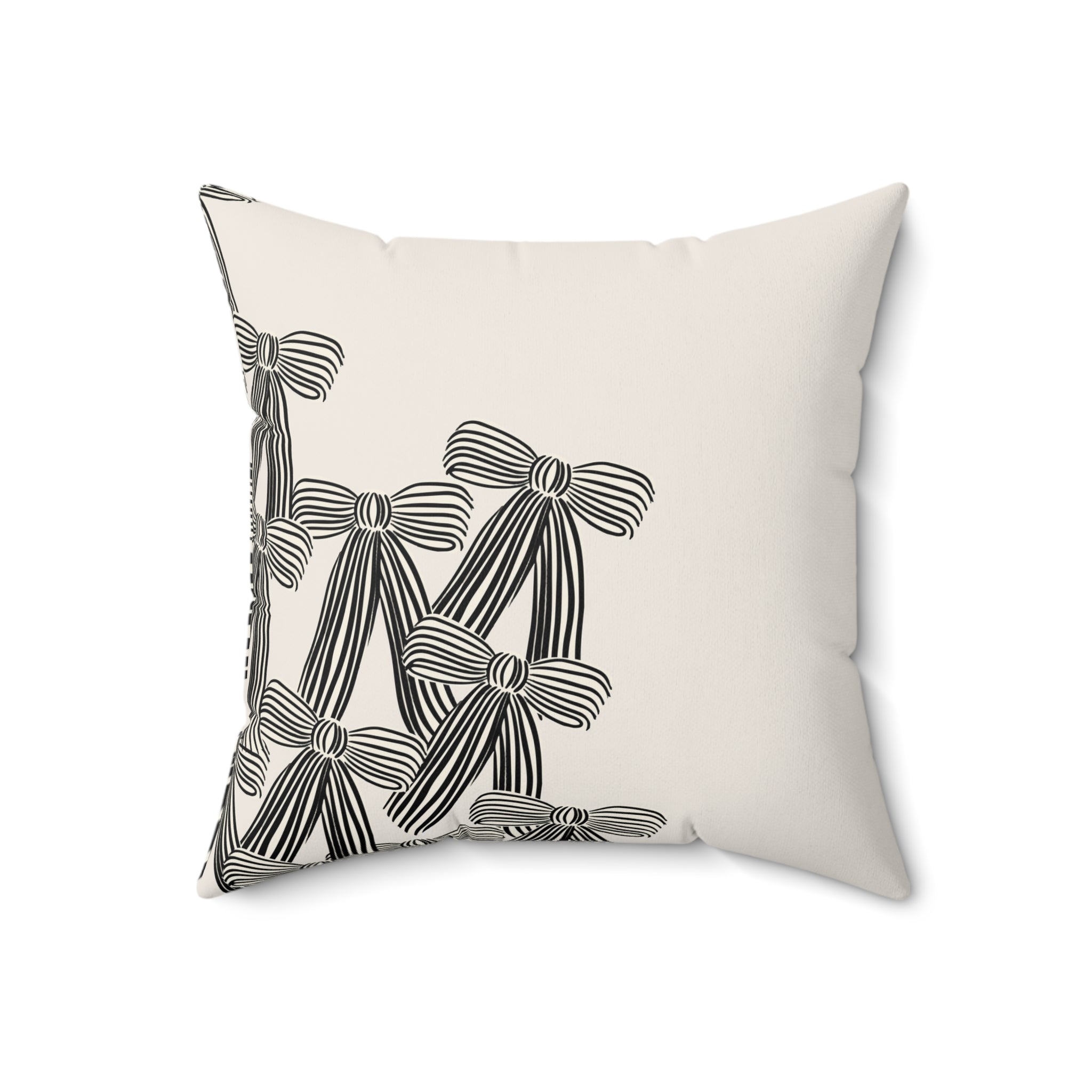 Black Ribbon Floral Decorative Pillow