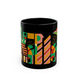 King Colorful Abstract Design Black Mug | Perfect for Coffee Lovers & Art Enthusiasts