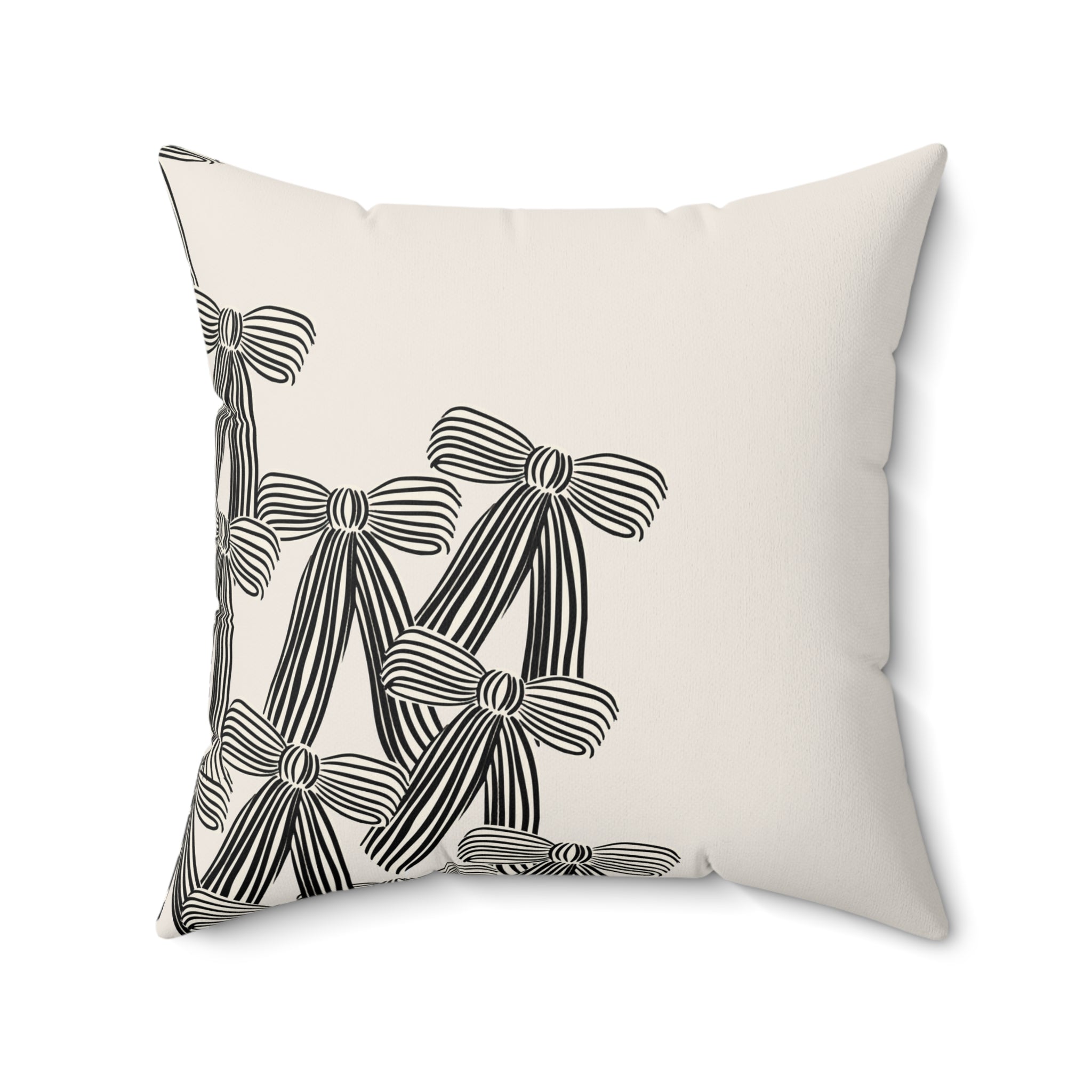 Black Ribbon Floral Decorative Pillow