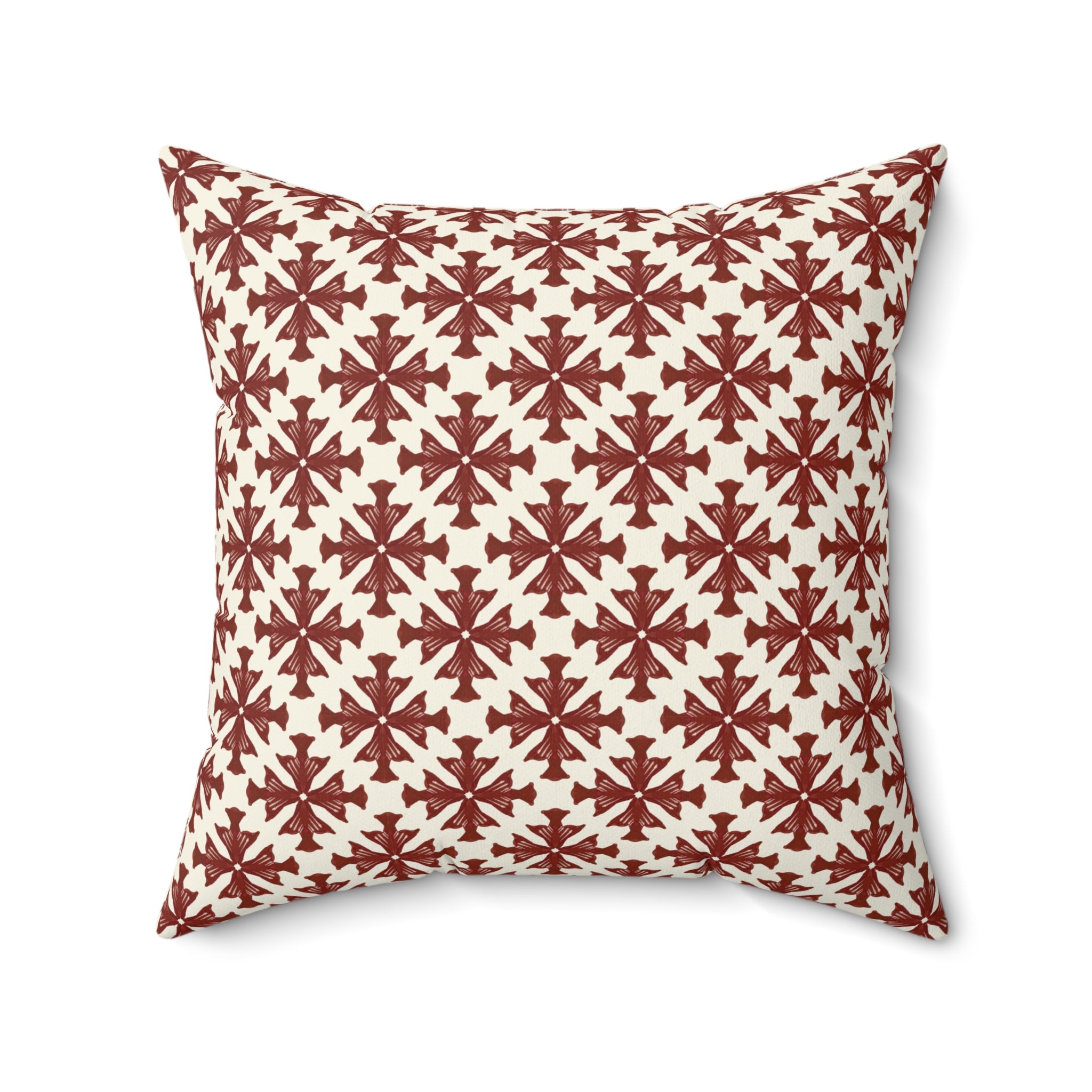 Vintage Red Crosses Pillow - Spun Polyester Square Cushion