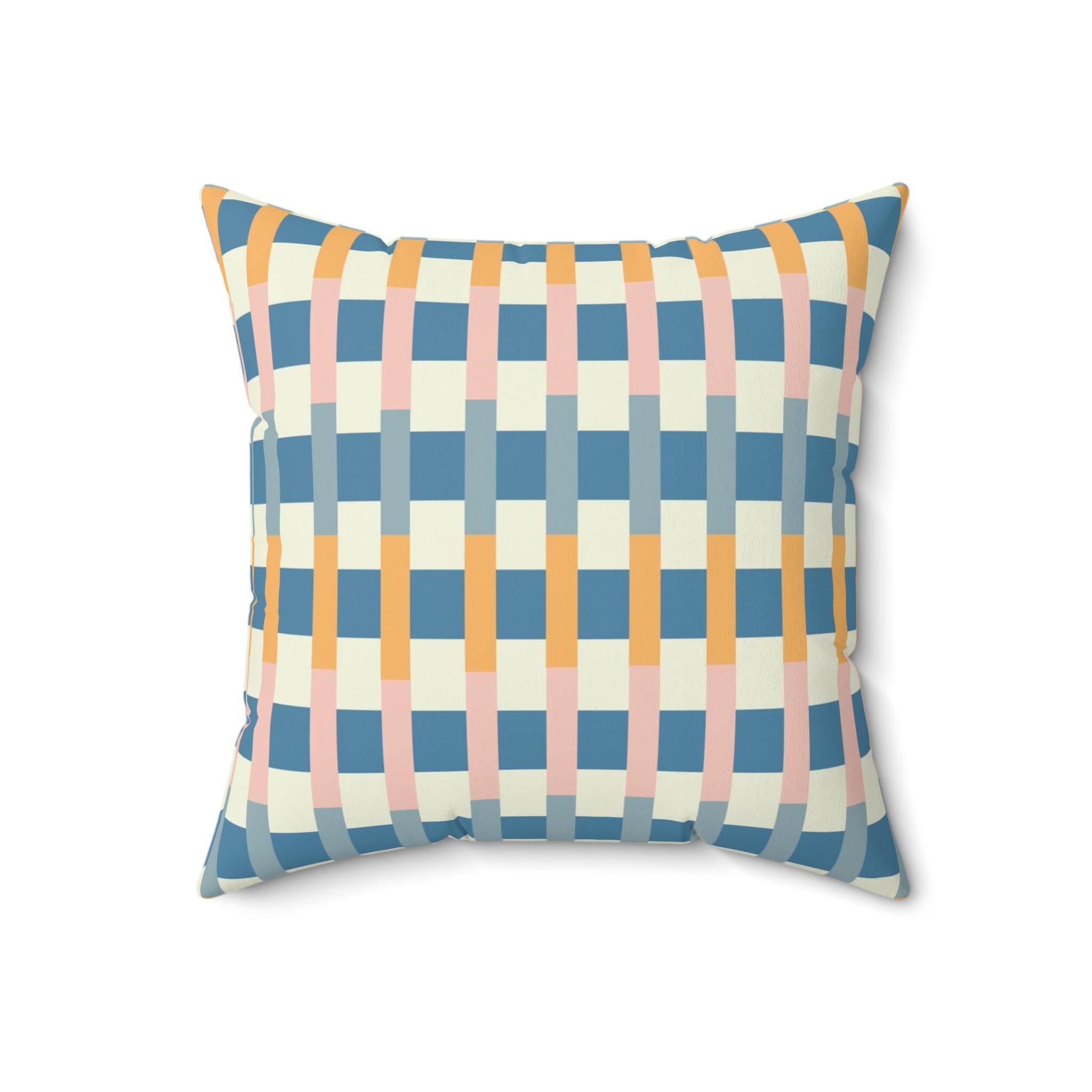 Ocean Blue Candy Stripe Pillow - Spun Polyester Square Cushion