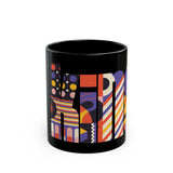 King Colorful Abstract Design Black Mug | Perfect for Coffee Lovers & Art Enthusiasts