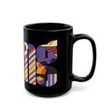 King Colorful Abstract Design Black Mug | Perfect for Coffee Lovers & Art Enthusiasts