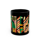 Queen Colorful Abstract Design Black Mug | Perfect for Coffee Lovers & Art Enthusiasts